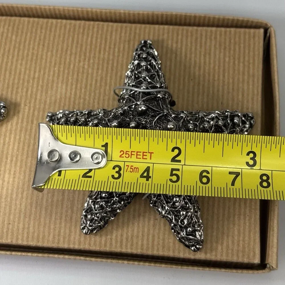 Pottery Barn Silver Starfish Salt & Pepper Shakers - New in Box